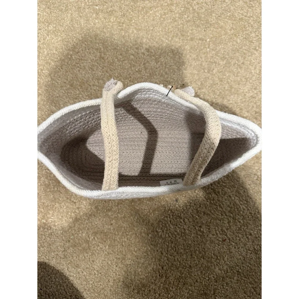 Lorena Canals Basket Maria - Natural & White - Can Hang Off Side Of The Crib NWT